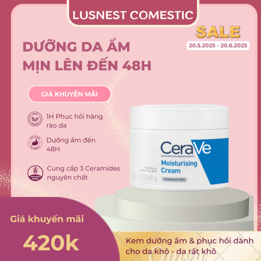 Kem dưỡng ẩm phục hồi chuyên sâu và giữ da ẩm mịn suốt 48H CERAVE MOISTURISING CREAM 340G