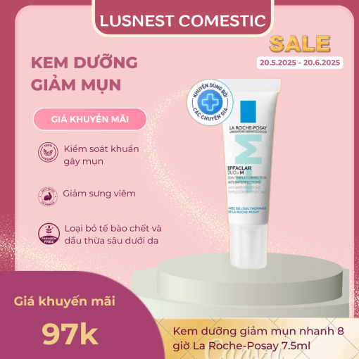 Kem dưỡng giảm mụn nhanh 8 giờ La Roche-Posay Effaclar Duo+ M 7.5ml