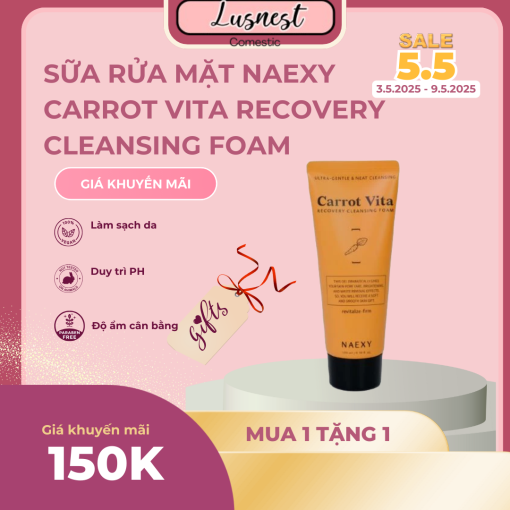 Sữa Rửa Mặt Naexy Carrot Vita Recovery Cleansing Foam 100ml