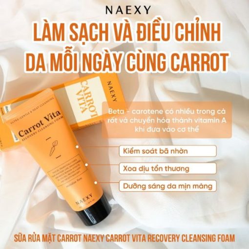 Sữa Rửa Mặt Naexy Carrot Vita Recovery Cleansing Foam 100ml - Hình ảnh 3